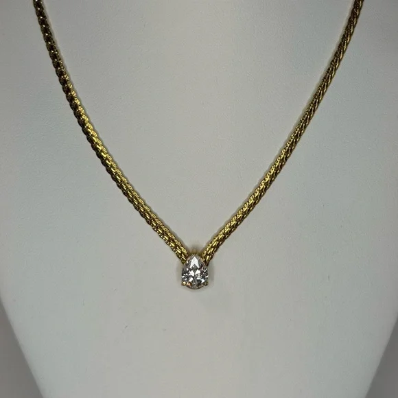 Elegant Gold Cubic Zirconia Necklace Wedding - Picture 2 of 4